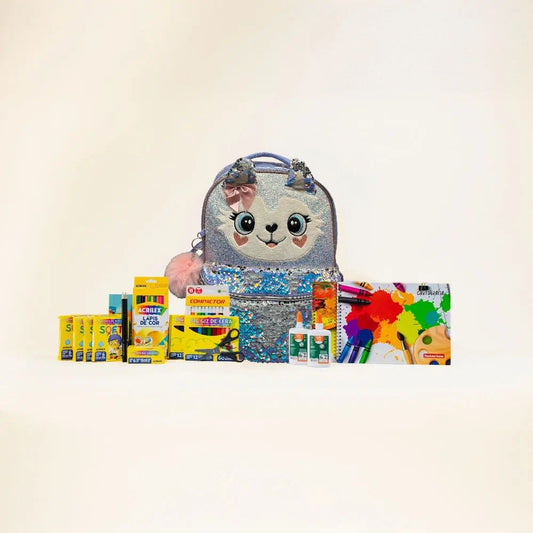 Kit III. Educação Infantil - Infantil I e II - Mochila Gatinha (lantejoula mágica)